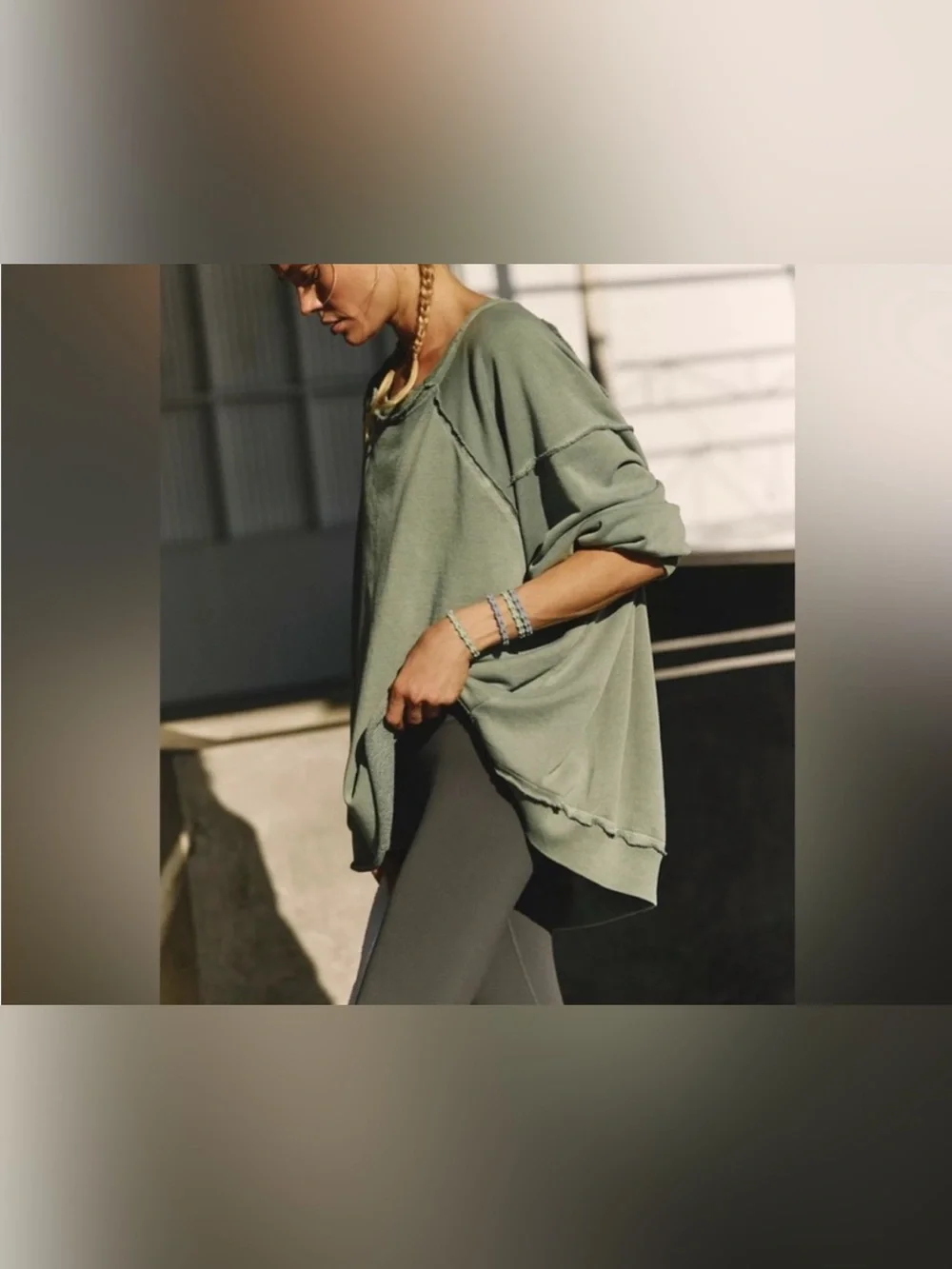 NWOT Free People FP Movement One To Beat Pullover - Eucalyptus green - XS